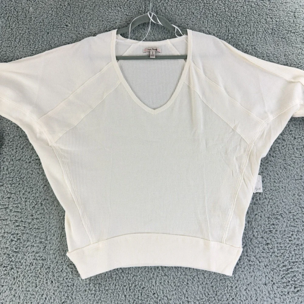 Free People Santa Clara Thermal Top Womens Small Alabaster Ribbed Dolman NWT